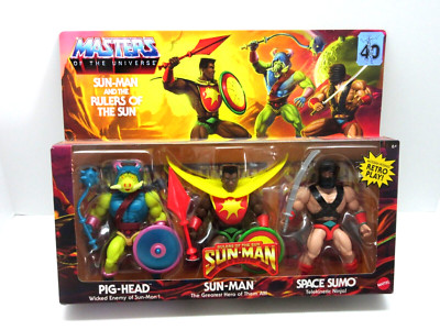 MOTU,SUN-MAN Rulers of the Sun,Pig-Head,Space Sumo,40th Exclusive 3-pack,He-man