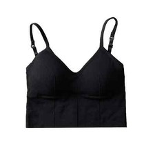 Seamless Padded V-Neck Bralette Scoop Back Sports Bra Crop Top Camisole Tank Top