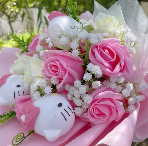 Kitty Blumenstrauß Handgemacht Künstliche Blume Valentinstagsgeschenk - Bild 3 von 6