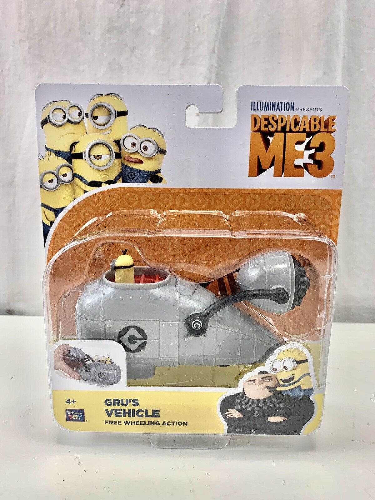 Despicable Me 3 Gru's Vehicle Free-Wheeling Action with Minion Toy Figure NEW