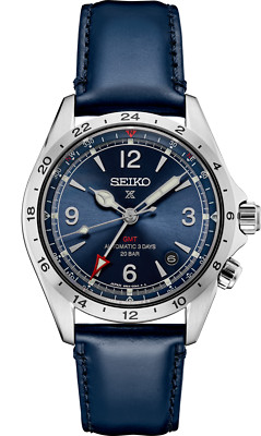 Seiko Prospex Mens Alpinist GMT  Blue Dial Blue Strap Watch SPB377