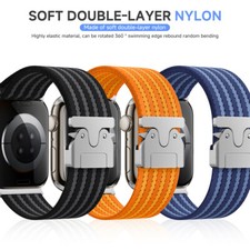 Nylon Braided Strap Buckle Stretchy Band For Apple Watch 12/11/10 9 SE / Ultra 4