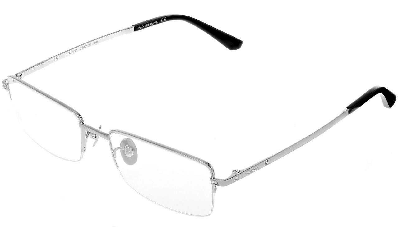 Cartier Santos De Cartier Silver Titanium Half-Rim Eyeglasses CT0255O 005-image