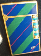 Working S.T.Dupont Gas Lighter gold blue LINE 2 custom roller without box