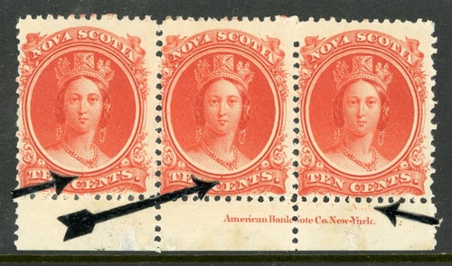 Canada 1860 Nova Scotia 10¢ Vermillion VARIETY Scott #12 INSCRIPTION Mint Z105