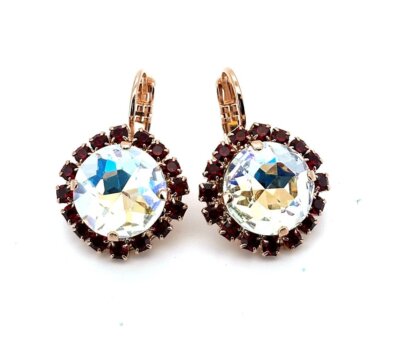 Earrings by Mariana Woman Gorgeous Moonlight and Ruby Swarovski Crystals 
