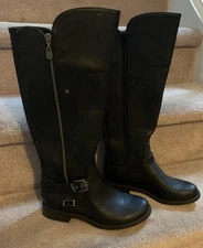 Womens Boots G by Guess Black Knee High Talk Riding Sz 6-1/2M VG Condition