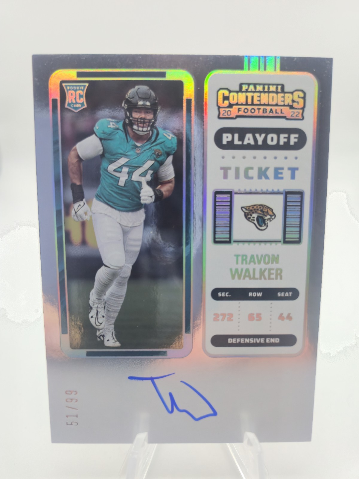 2022 Panini Contenders Rookie Ticket RPS Travon Walker #135 (AU, RC) /99 #1 Pick