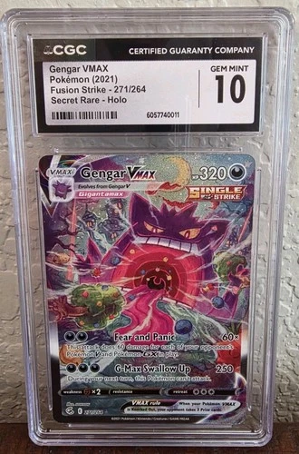 2021 Pokemon Gengar VMAX 271 Holo Secret Rare Fusion Strike CGC 10 Gem Mint