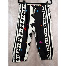 Vintage 90s Rare Jams World Hawaiian Mambo Geometric Rayon Capri Cropped Large