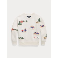 Polo Ralph Lauren Girls Embroidered Cream Holiday Crewneck Sweater Size 3 NWT