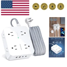 6Ft Surge Protector Power Strip with USB C, Extension Cord with 8 Outlets2.2 ...