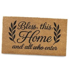 Bless This Home and All Who Enter Doormat 30x17 Inch, Blessed Door Mat for