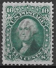 USA 1861 Washington 10c green Scott #96 very nice stamp with "F" GRILL see scans