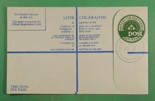 DR WHO IRELAND REGISTERED STATIONERY FDC EU #20A R27899