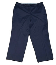 TALBOTS Navy Blue Cotton Stretch CURVY CHINOS PANTS Ankle Cropped Pockets SZ 10