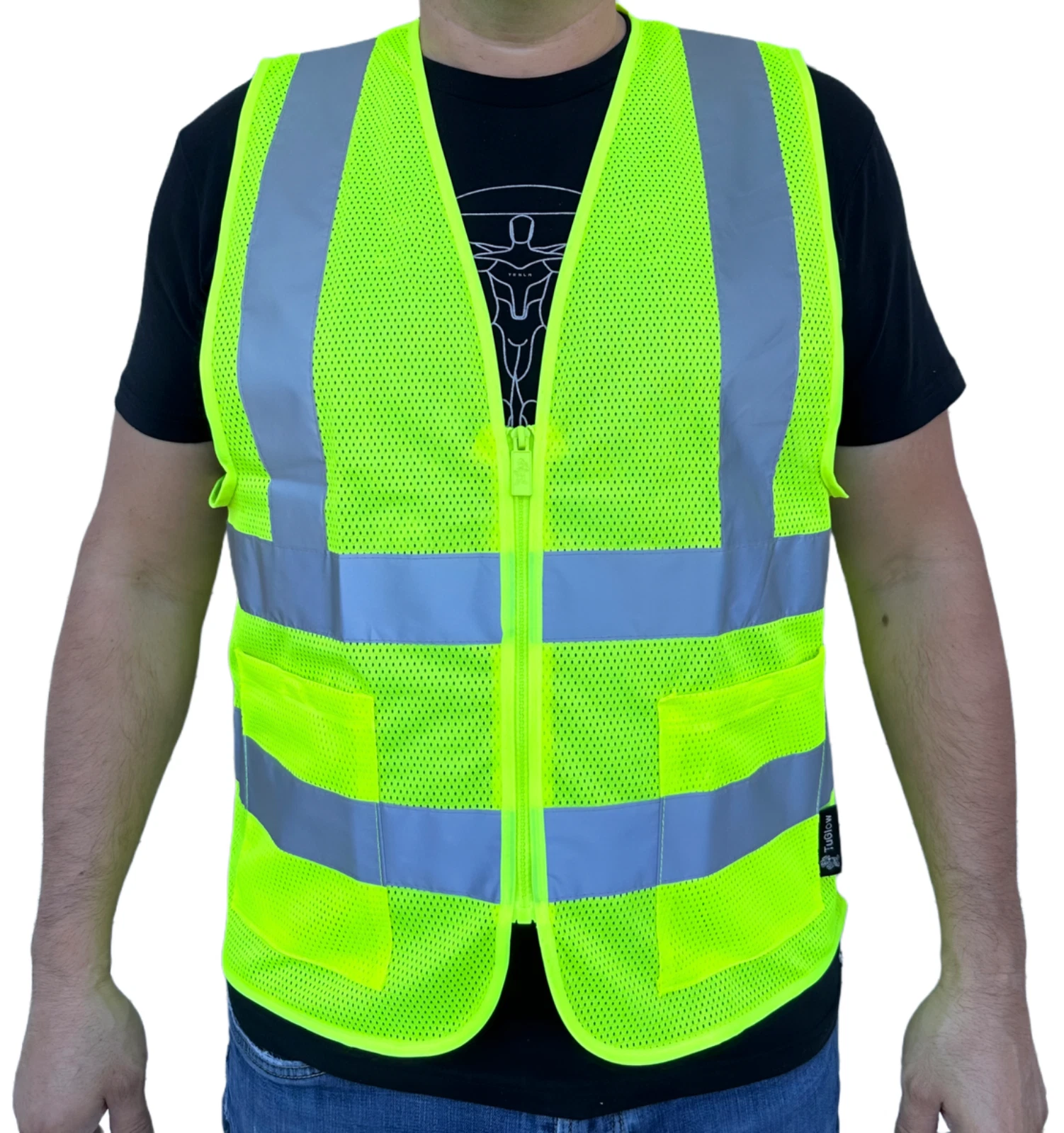 Crew All Mesh Yellow  High Visibility Safety Vest With 2 Pockets image 1