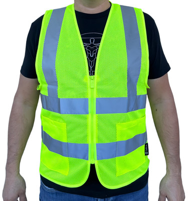 Crew All Mesh Yellow  High Visibility Safety Vest With 2 Pockets