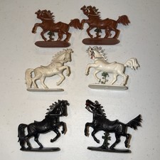 6 Jean Hoefler 1970s Miniature 3" HORSE Plastic Figures Cavalry West Germany VTG