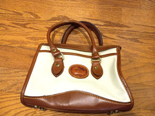 Vintage Dooney  Bourke Bone White/ Tan Leather Shoulder Bag - NICE