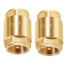 2Pcs One Way Brass In-Line Check Valve 3/4-Inch IPS for Water Supply System