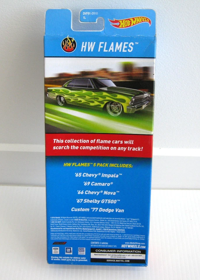 Hot Wheels HW Flames 5 Pack - 2016 - Diecast Vehcile - Image 3 of 3