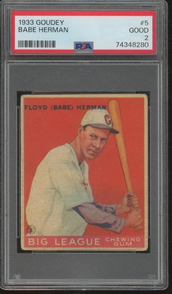 1933 Goudey Baseball FLOYD BABE HERMAN PSA 2 Good #5 Vintage Chicago Cubs JK54