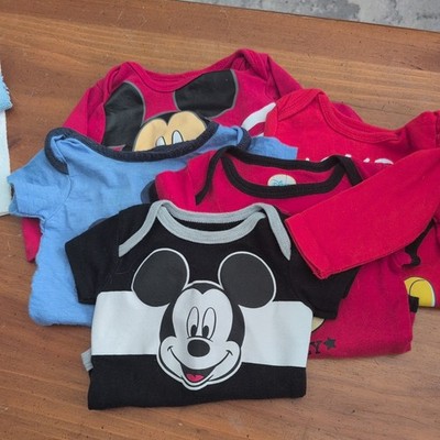 Mickey Mouse , Disney Baby Body Suit ,  2 Size 0-3m , 3-6m, 2  6-9 m set of 5