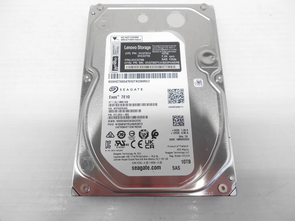 Seagate Lenovo Exos 7E10 ST10000NM018B 10TB 12G 3.5 SAS Server JBOD Hard Drive - Image 1 of 1