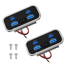 2pcs RV USB Outlet Dual USB A & USB C Ports Car Charger Socket Panel Boat Marine