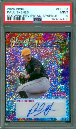 Paul Skenes 2024 Leaf Vivid Glowing Review Sparkle Auto 10/10 PSA 9