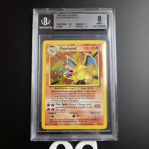 Charizard 4/102 Base Set Holo BGS 8 1999 Pokemon Card WOTC Vintage Original