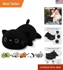 Weighted Black Cat Stuffed Animals, Cute Weighted Black Cat Plush, Soft Stuff...