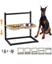 Elevated Dog Bowls with 2 Stainless Steel Bowls Raised Dog Bowl Adjusts
