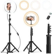 NEW ATUMTEK 10" Ring Light with 55" Tripod Stand Dimmable LED 3 Colors Remote