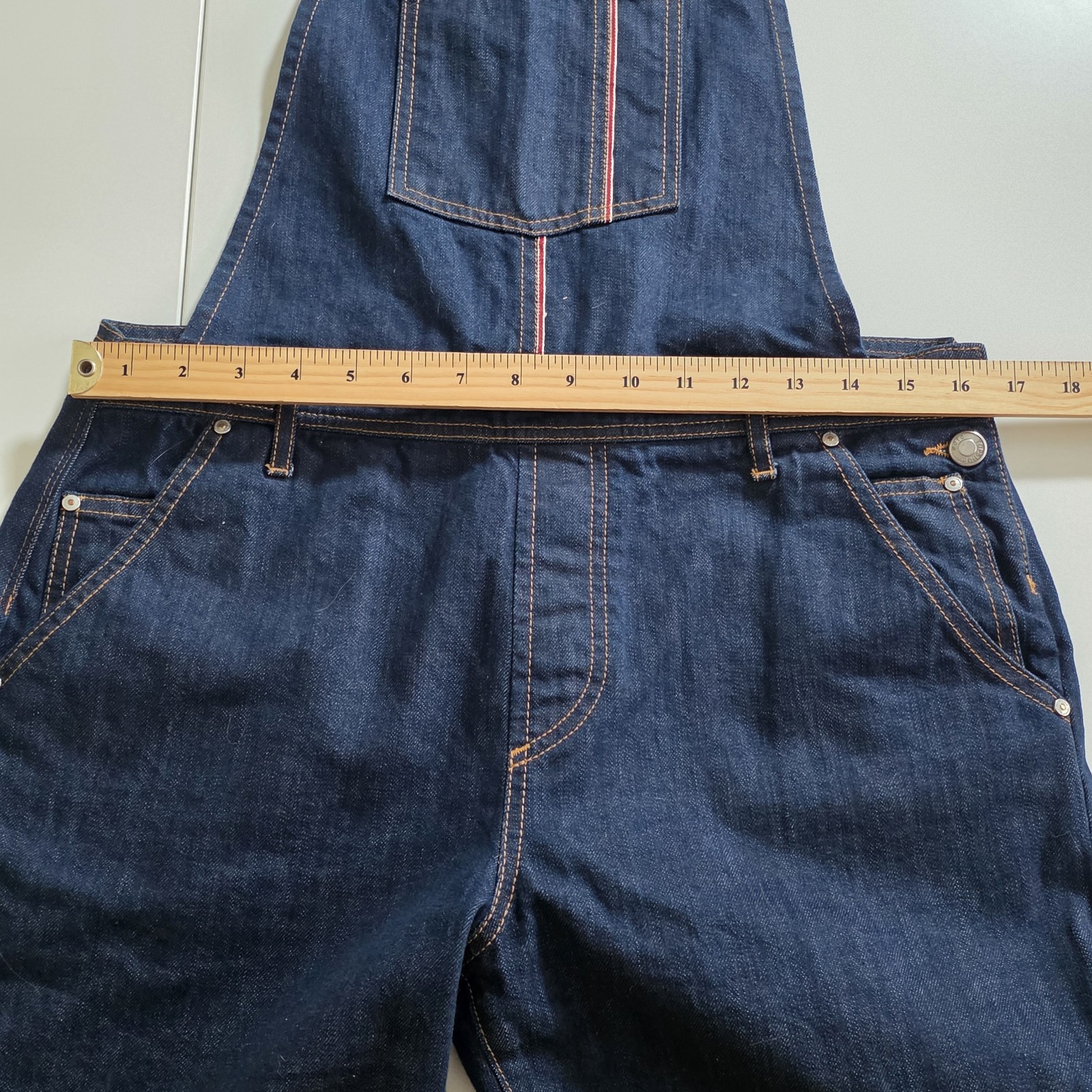 Topshop Moto Selvedge Denim Overalls Womens US 8 Navy Rigid Italy Preppy Grunge image 5