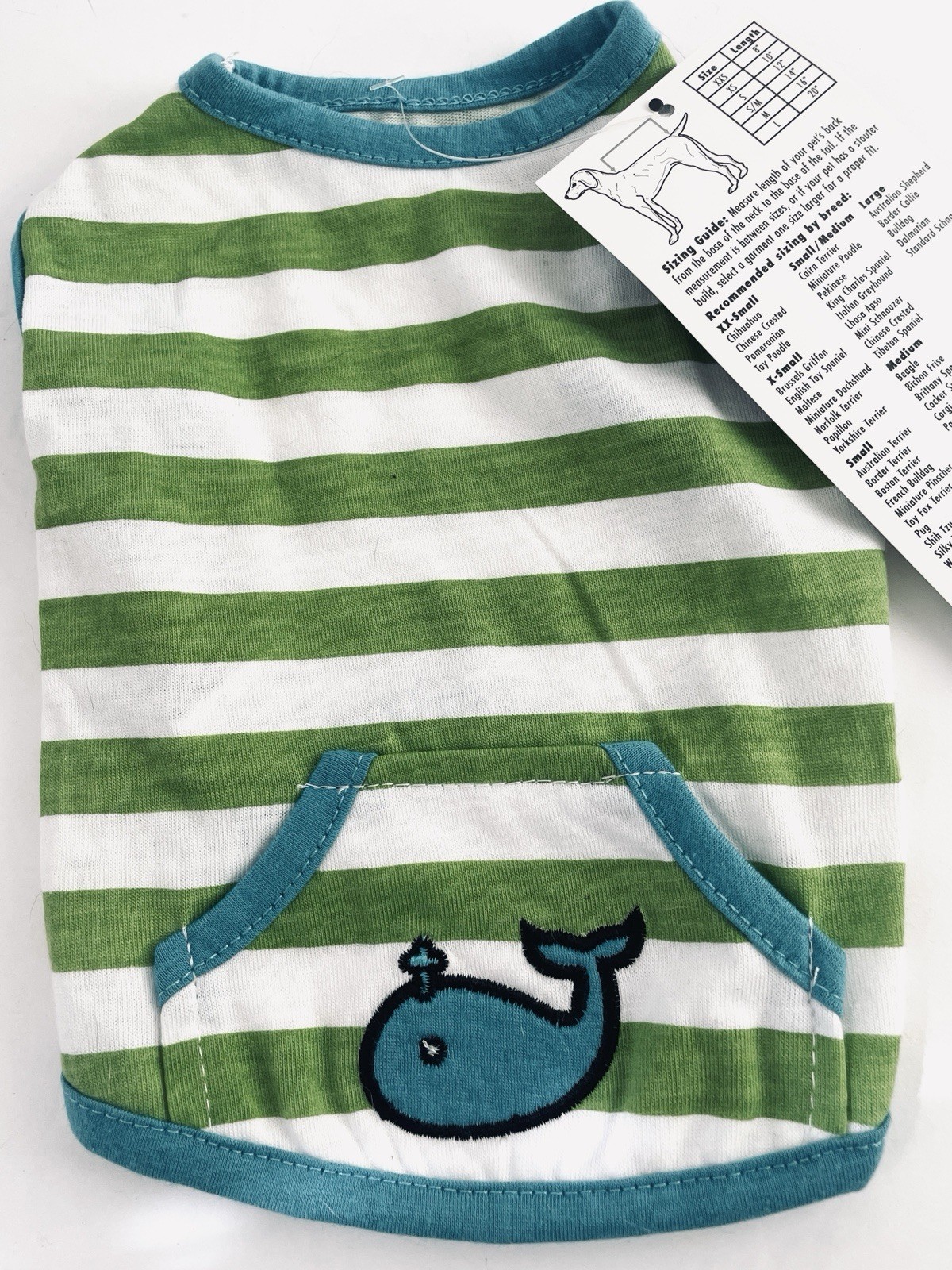 New Zack & Zoey Dog Shirt Tank Summer Beachcomber Blue Whale Pouch Stripes XXS - Thumbnail 3