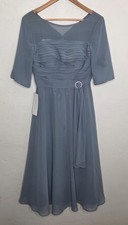 *NEW Mother of the Bride Gown Azazie Blue A-Line Pleated Chiffon Dress Size 6