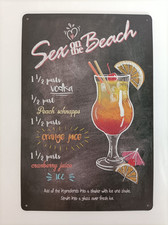 Targa sex on the beach cocktail stampa metallo vintage  pub bar poster arredo