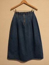 Vintage Mixed Blues Western Denim Jean Maxi Skirt Yoke Coastal Cowgirl Cotton