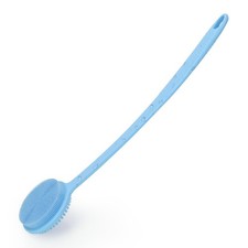 Silicone Back Scrubber Shower 17in Long Handle Exfoliating Body Brush Double Sid
