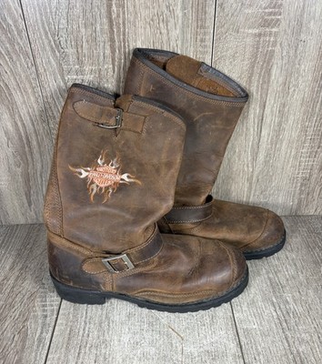 VTG Harley Davidson Leather Embroidered Fire Harness Leather Boots | 10 | Rare