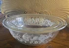 2 Vtg Pyrex Glass Nesting Mixing Bowls Colonial Mist White Flowers 322 & 325