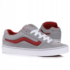 VANS CALDRONE SCARPE LOW UNISEX MEN SIZE 7 = WOMEN SIZE 8.5 SHOES GREY/RED NEW