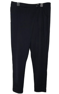 Love Moschino Women Wool Blend Navy Blue Wrap Straight Leg Career Pants Sz 10 F2
