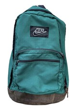 Rare 90s Vintage Nike Forest Green Leather Backpack  Made In Korea