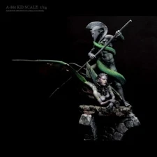 1/24 Scale Spartan Warrior and Serpent Resin Model Fantasy Diorama Miniature