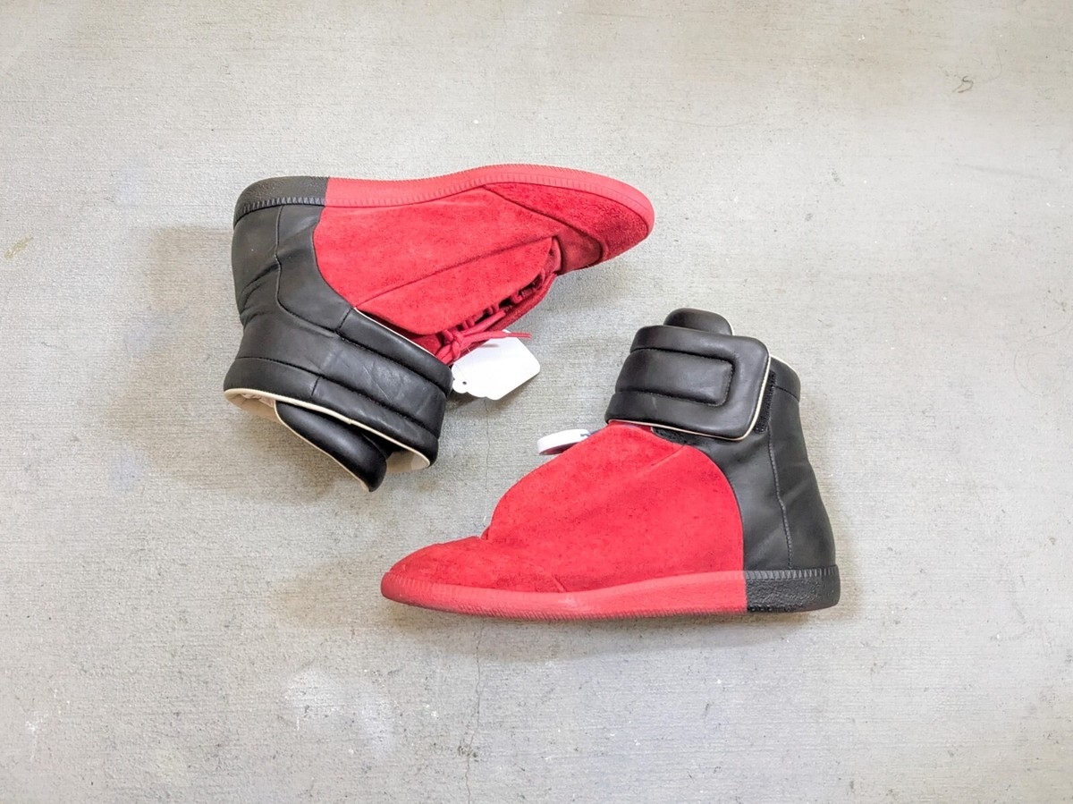 Maison Margiela Future Men 8 41 Red Black Suede High Top Sneakers