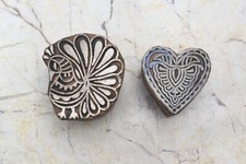 2p Wood Textile Printing Block Pottery Stamp Hand Carved Stamp Block Print Stamp
