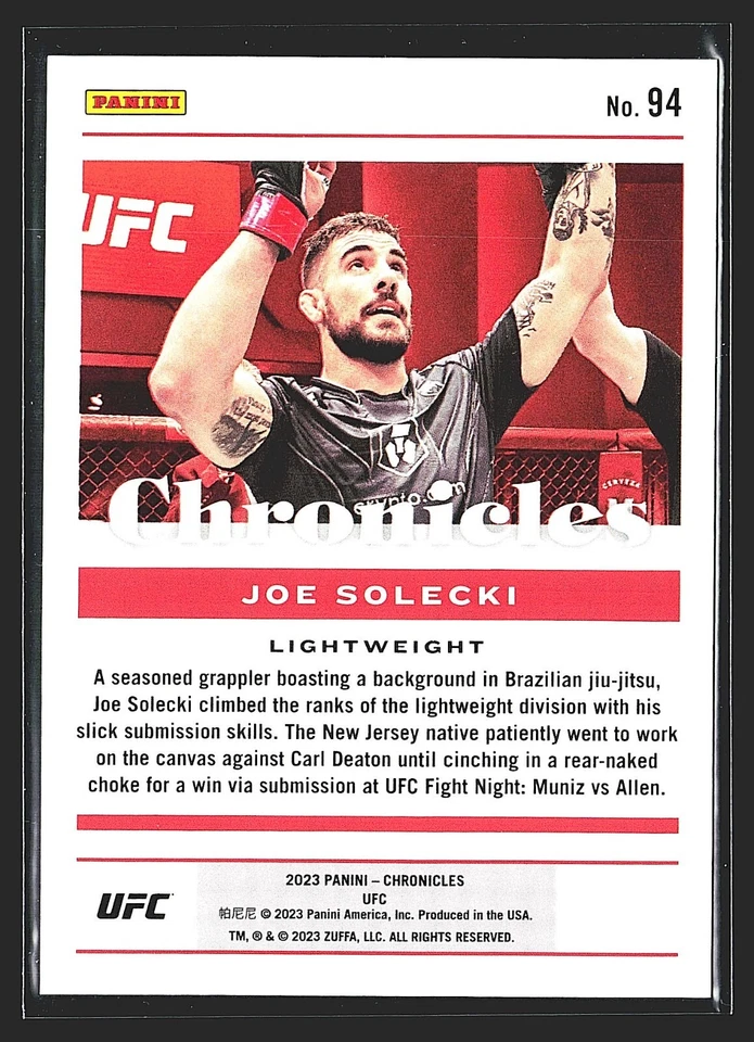 2023 UFC Chronicles Joe Solecki Green /99 Rookie #94 - Image 2 of 2
